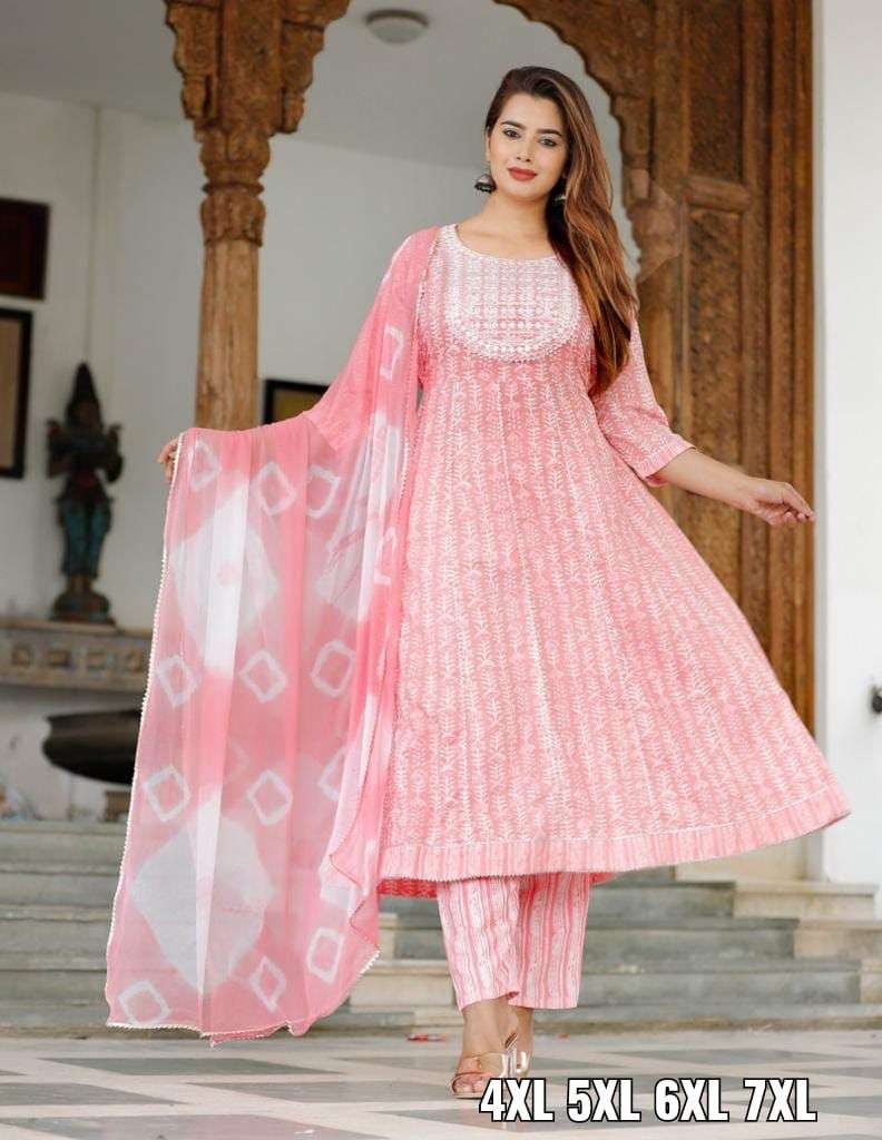 big plus size kurtie reyon cotton kurtie with pant Gotta Patti Lace Work Embroidered Designer Jaipuri Neck Design 
