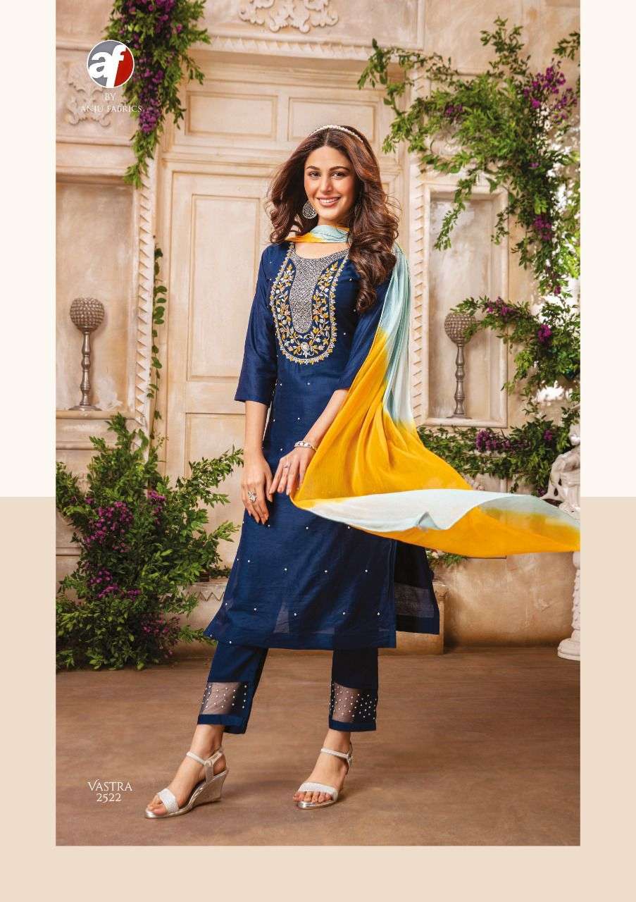 Festive collection anju fabrics catlogue vastra indian readymade dress collection kurti pant and duppta exclusive readymade collection