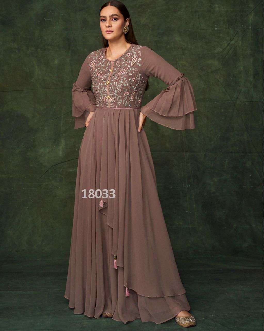 for This Festival Season Presenting Exclusive super Hit Series Designer Gown Series Collection indian indo western style gown indo western wear for girls vamika catalogue sui dhaaga series 18033 to 18040