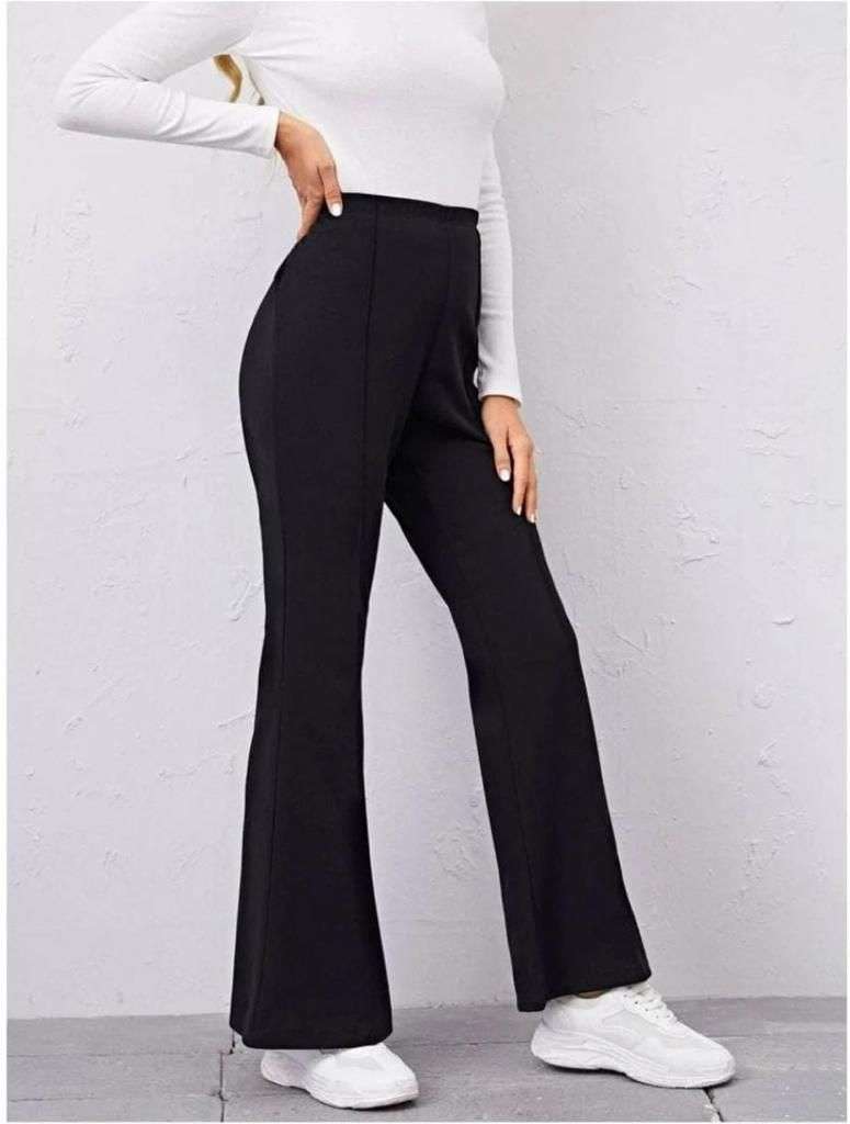  New High Waist  Flare Pant bell bottom pant stylish high waist pant for girls in stretchable fabric pant in black colour