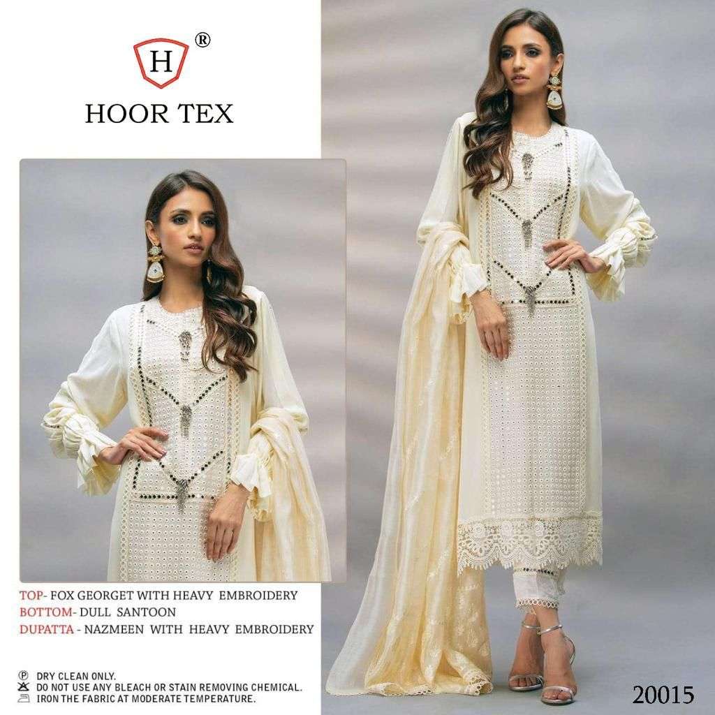 pakisatni concept suit by hoor tex design number 20015 whie colour orignal mirror suits indian suit embroidery with reaql mirror work suits