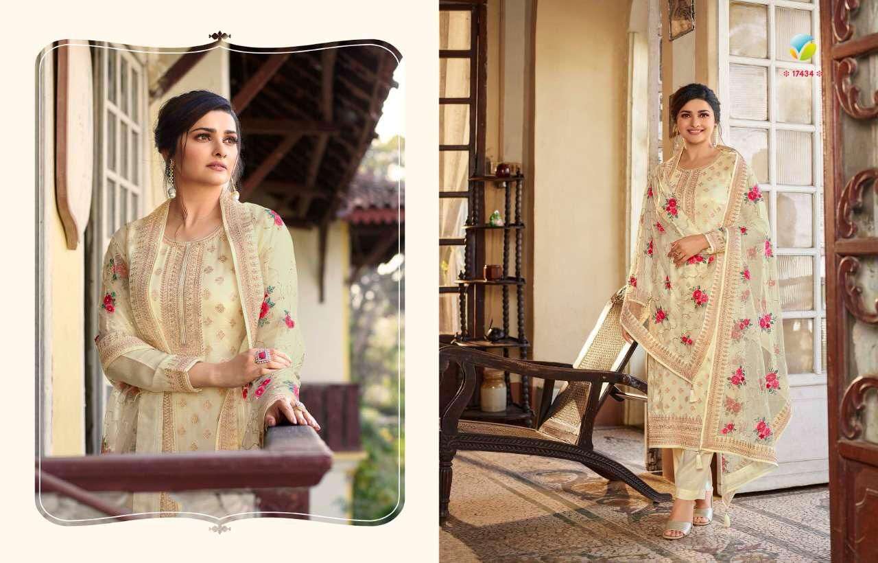 vinay fashion llp catalogue aarzoo kaseesh series 17431 to 17438 indian catalogue straight suits collection with heavy embroidery duppta collection