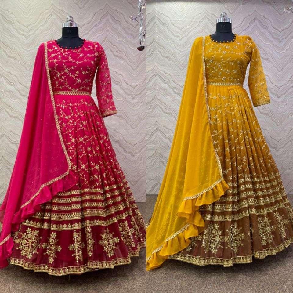 heavy partywear look gown with duppta indian wear ruffles style duppta indian sequnce emboridery gown partywear indian gown