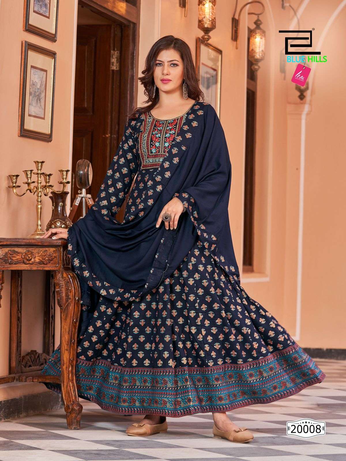 Anarkali Nx Embroidery Work Edition Long Anarkali Stitched with Matching Dupatta indian daily wear reyon gown with duppta 