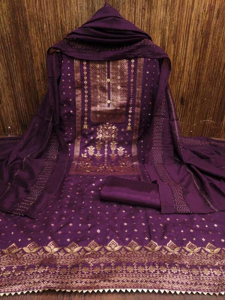 exclusive dress material for women banarasi jacqaurd fabric suits non catalogue collection suits