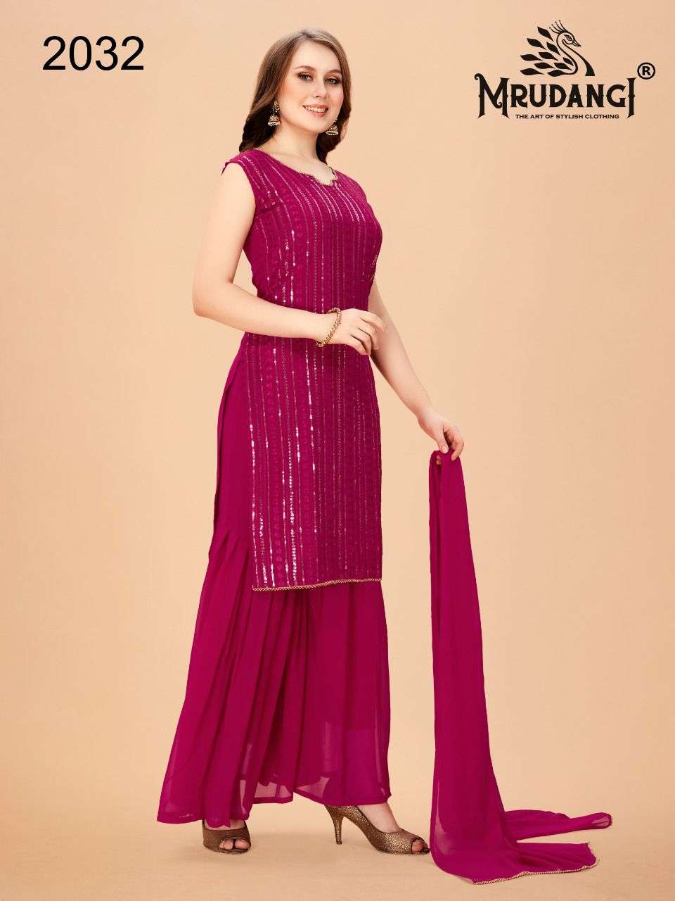 mrudangi catalogue red velvet festival collection 2032 series indian readymade designer partywear top with plazo and duppta collection stylish readymade dresses collection