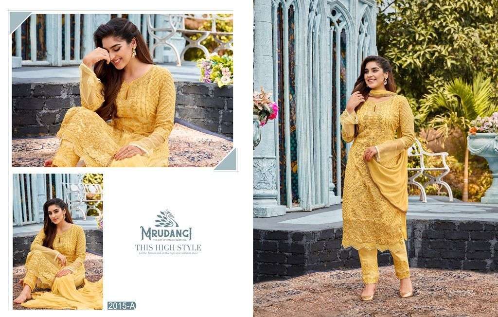 mrudnagi series 2015 colour addition indian full embroidery designer catalogue straight suit collection georgette dress full embroidery suits collection
