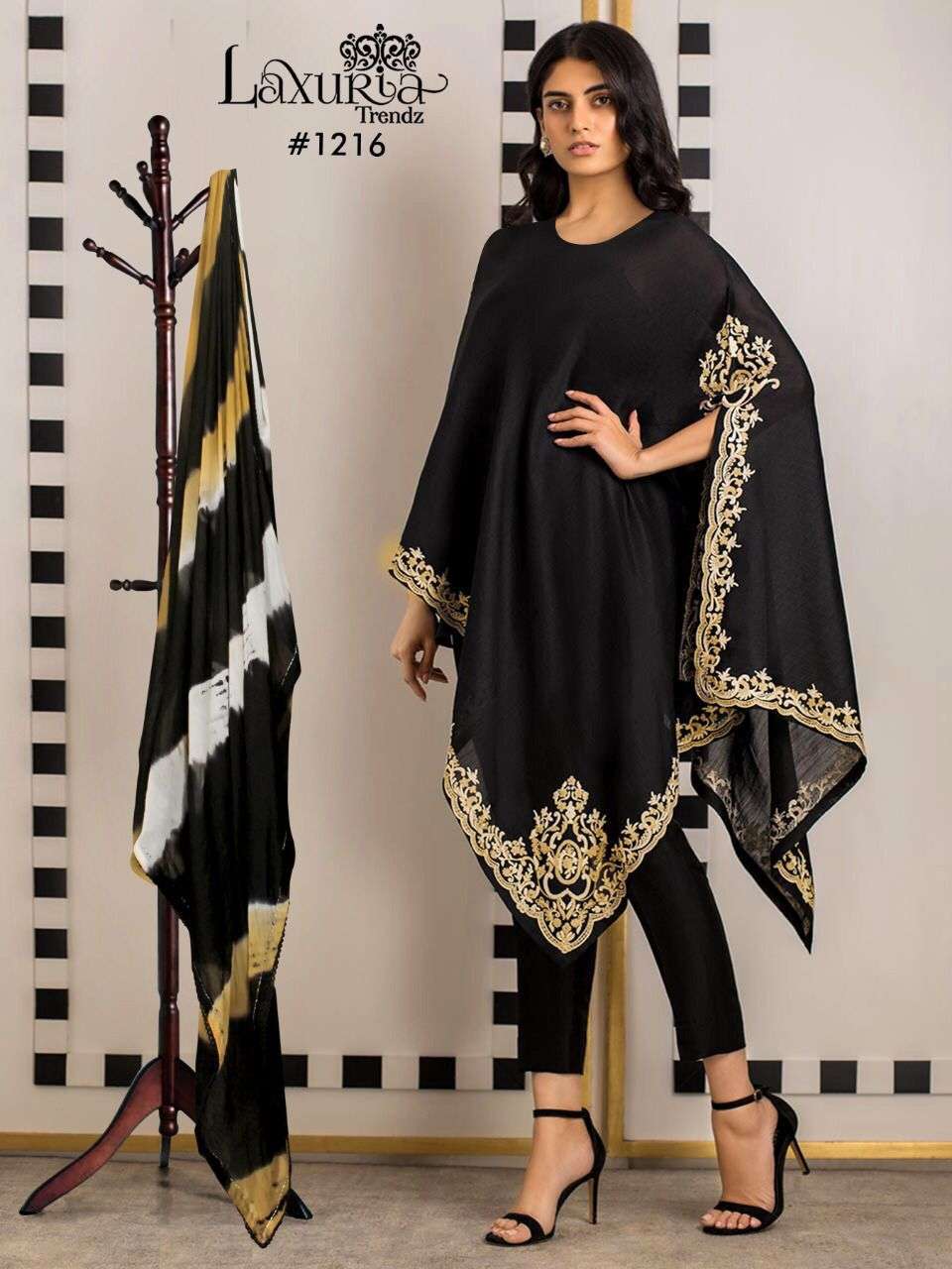 New Kaftan Launch Embroidered Shirt With Pant n Siburi Duptta By laxuria trendz design no 1216 full black kaftan suit readymade