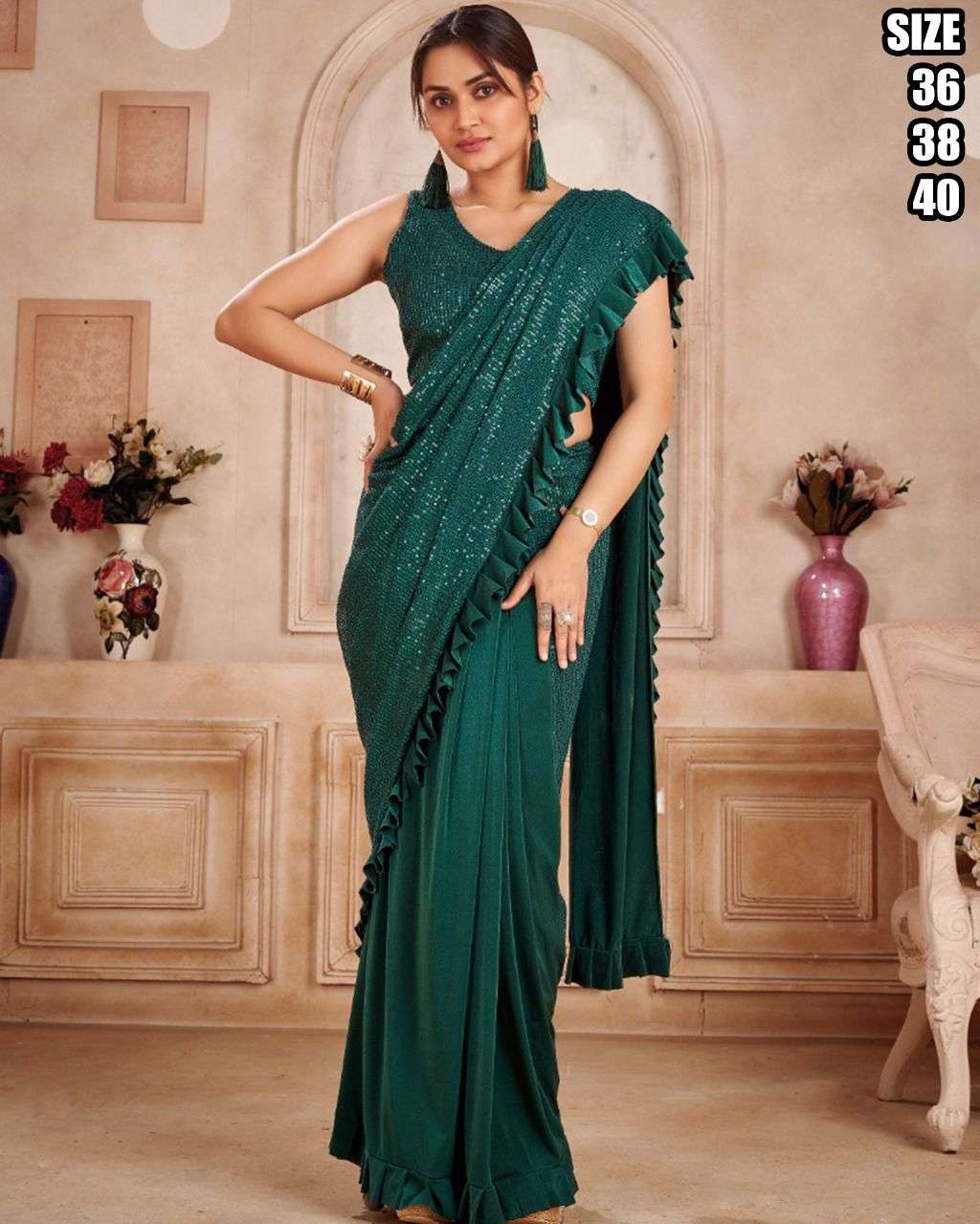 presenting festival wear ready to wear saree with stitched Blouse indian ready to wear saree collection partywear 