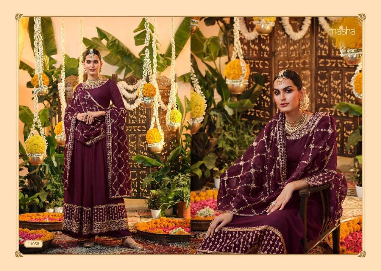 brand maisha catalogue zeynep seriers 11057 to 11061 anarkali suits designer top with plazo collection 