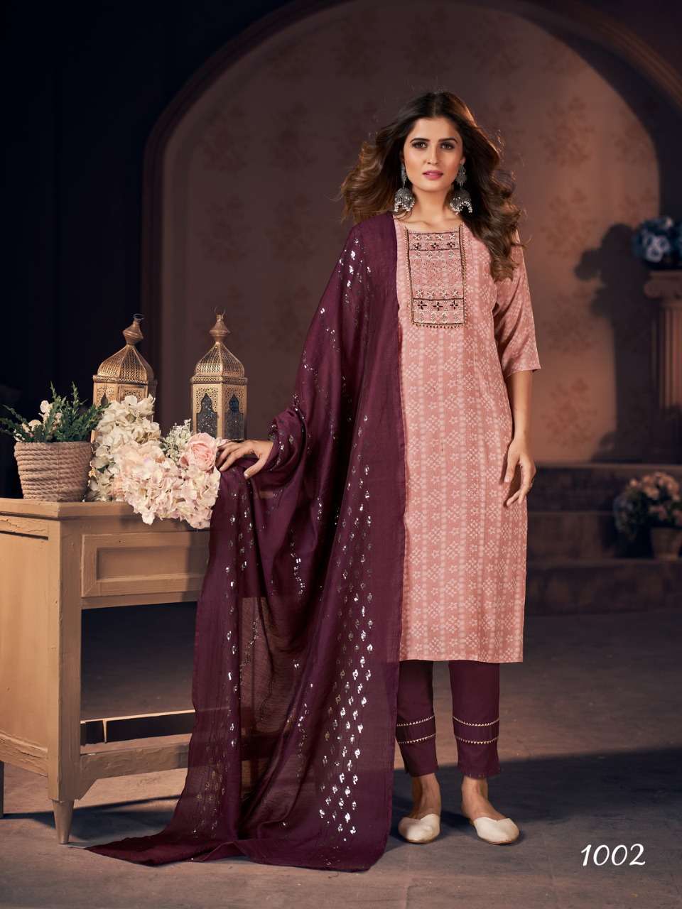 catalogue meera ready to wear handwork 3 peice set pure rinkal muslin sibori print with handwork kurtie with pant and duppta full dress boutique style readymade dresses