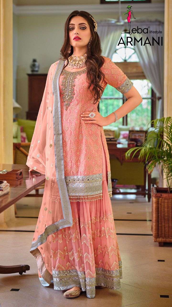 eba lifestyle catalogue new volume armani series 1361 to 1364 designer sharara suit collection wholesaler of catalogue suit in surat 
