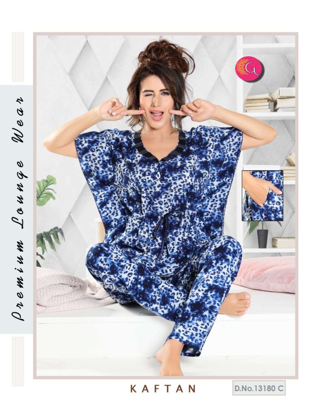 kaftan top and pyjama nightdress tie die print stylish cotton nightwear for women kaftan with pyjama night suit 