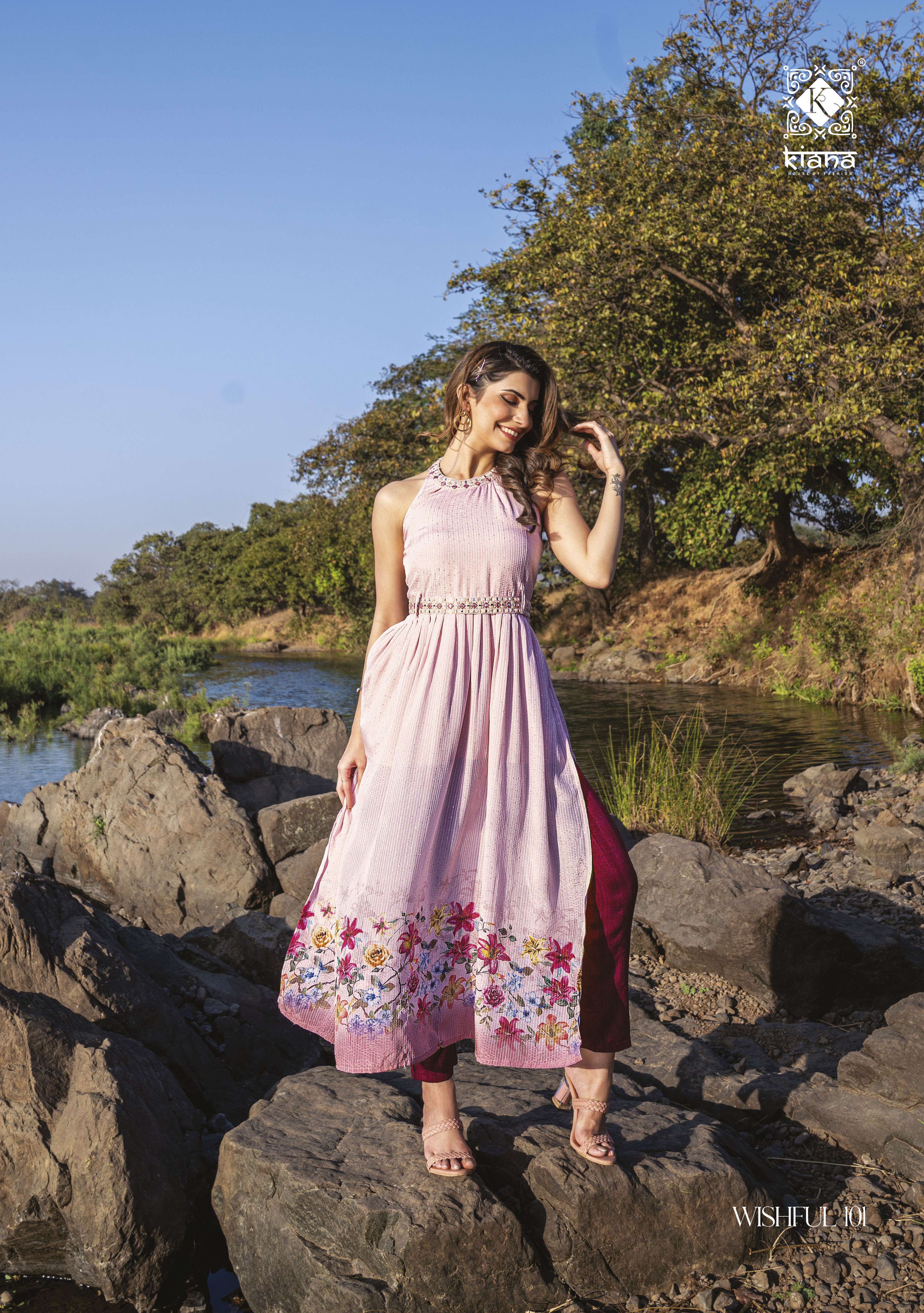 kiana house of fashion look stylish in our new kurtie printed for all day comfort catalogue wishful series 101 to 104 nairacut stylish kurtie with pant readymade