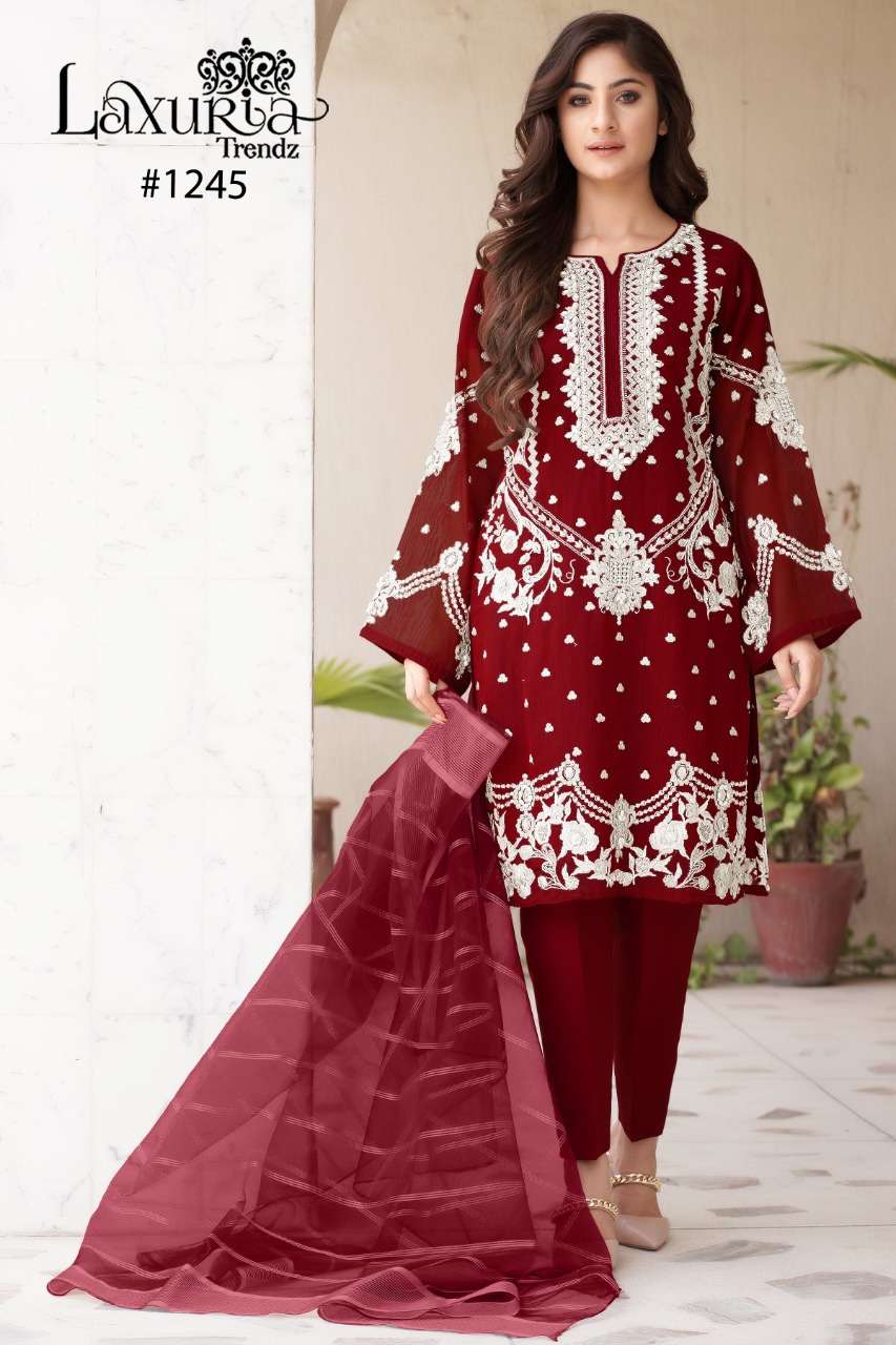 laxuria trendz design number 1245 cigarette pant pakistani concept readymade suits collection 