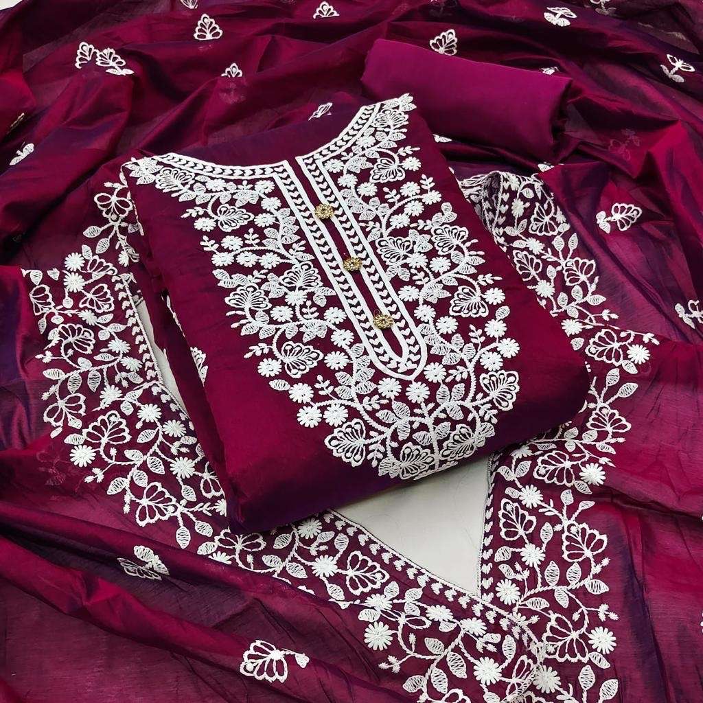 non catalogue suit collection heavy modal chanderi embroidery work non catalogue suit collection