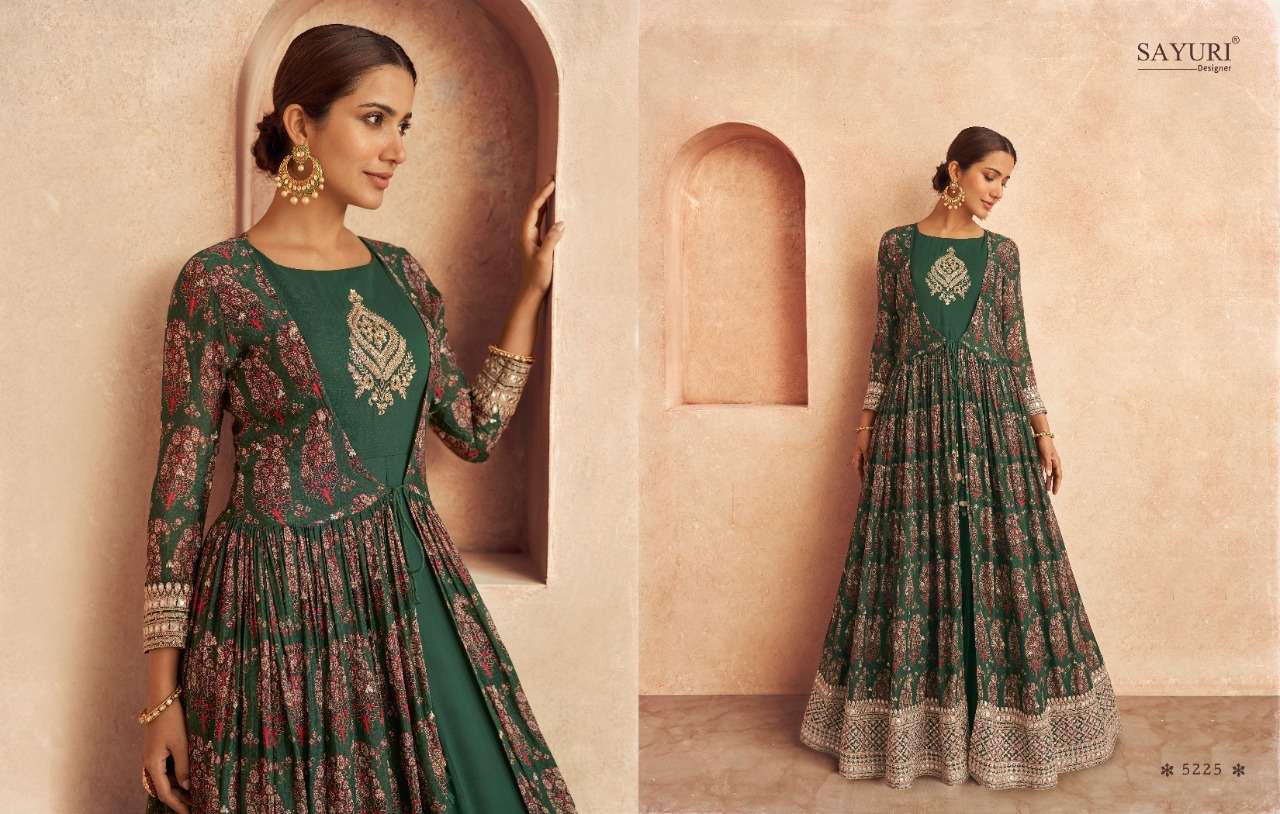 sayuri designer catalogue threads series 5225 to 5228 indian designer indowestern style girlsh wear partywear dresses collection