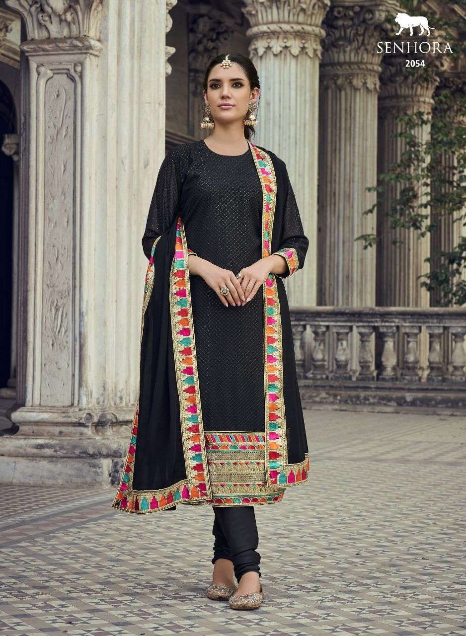 senhora dresses offical catalogue semhora lamhey vol 40 series 2053 to 2055 partywear straight suit collection 