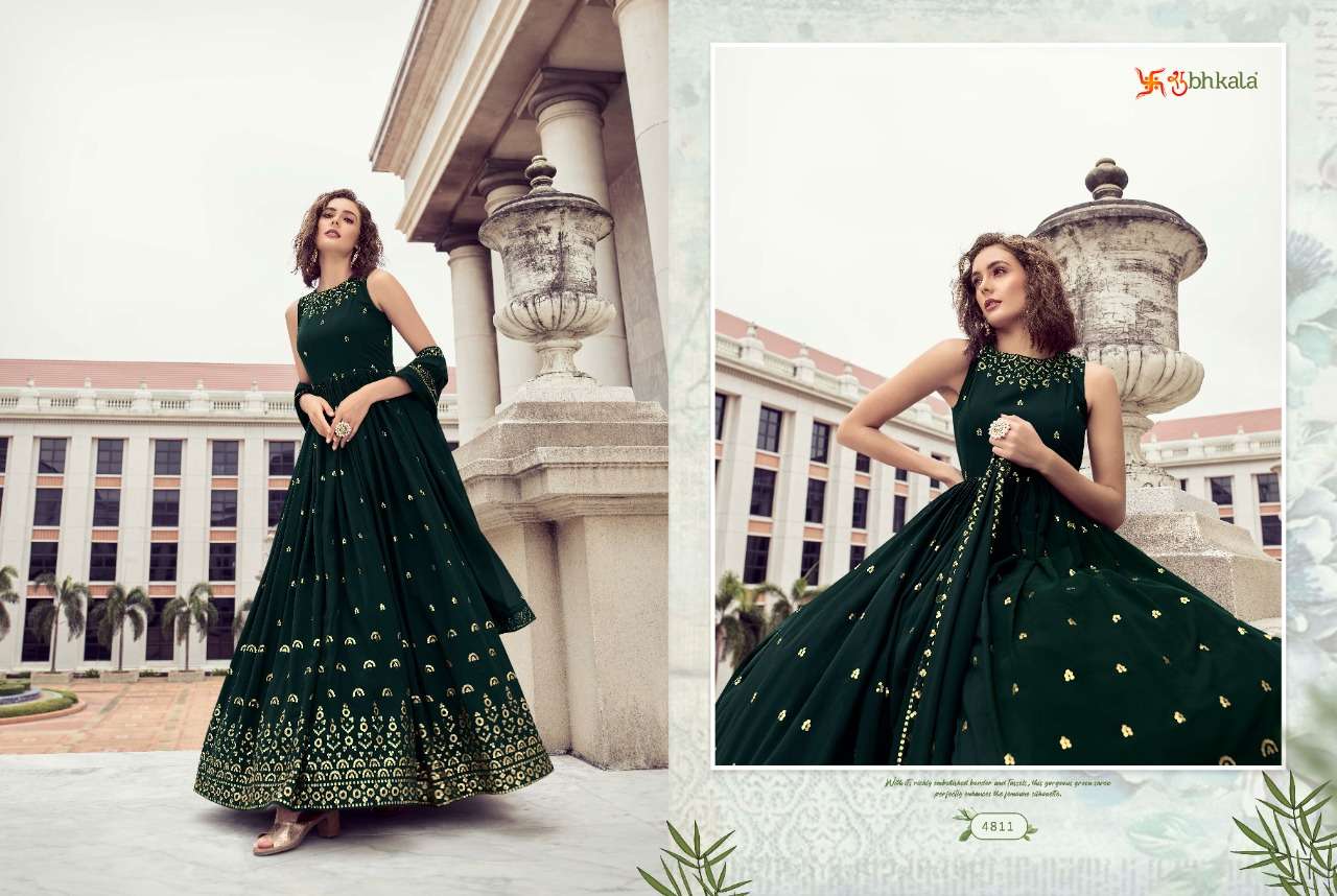 shubhakla flory vol 6 series 4811 to 4817 exclusive sequnce embroidered work anarkali gown collection  partywear designer indian gown collection