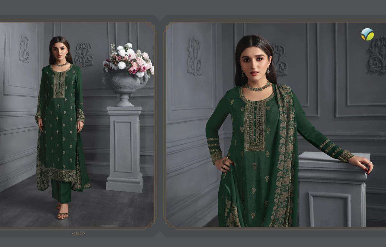 vinay fashion llp silkina royalcrepe 42 series 63061 to 63070 embroidered royal crepe staright suit collection 