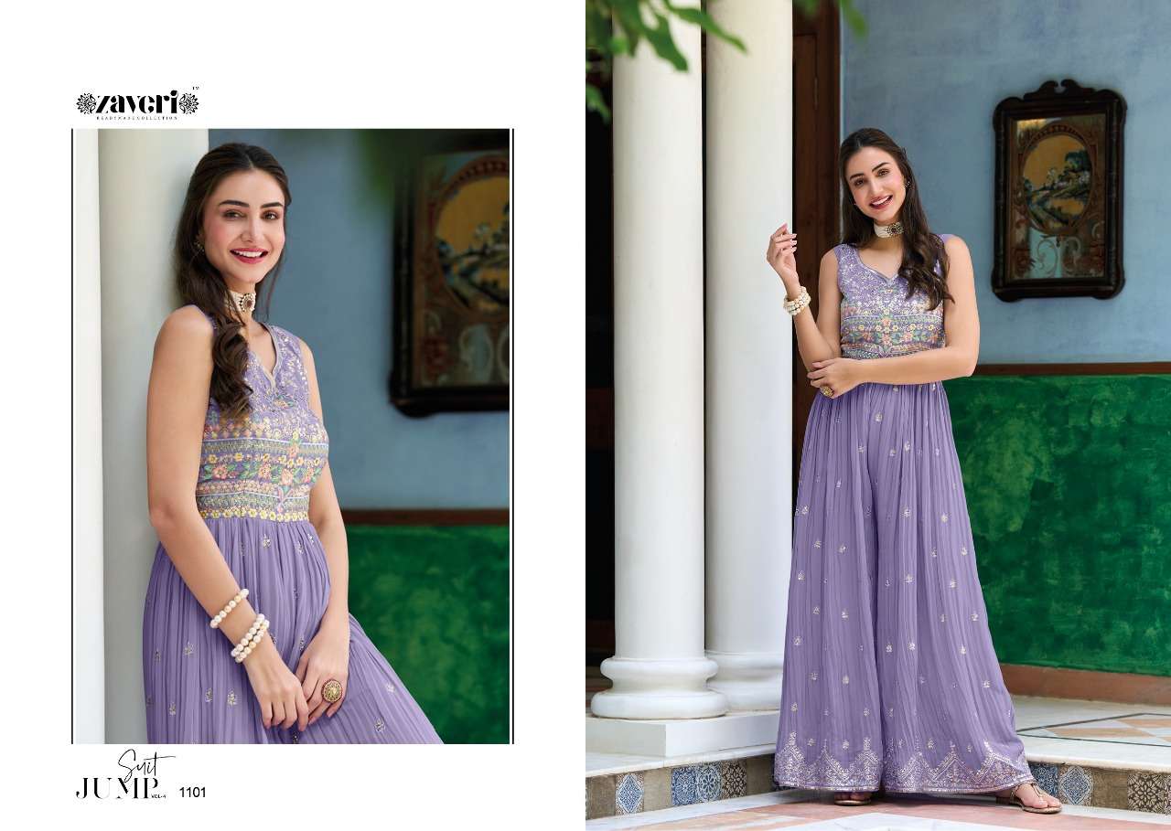 zaveri woman beauty catalogue jumpsuit vol 4 series 1101 to 1104 indian designer wear jump suit collection girlish ethnicwear indowestern readyamde catalogue collection