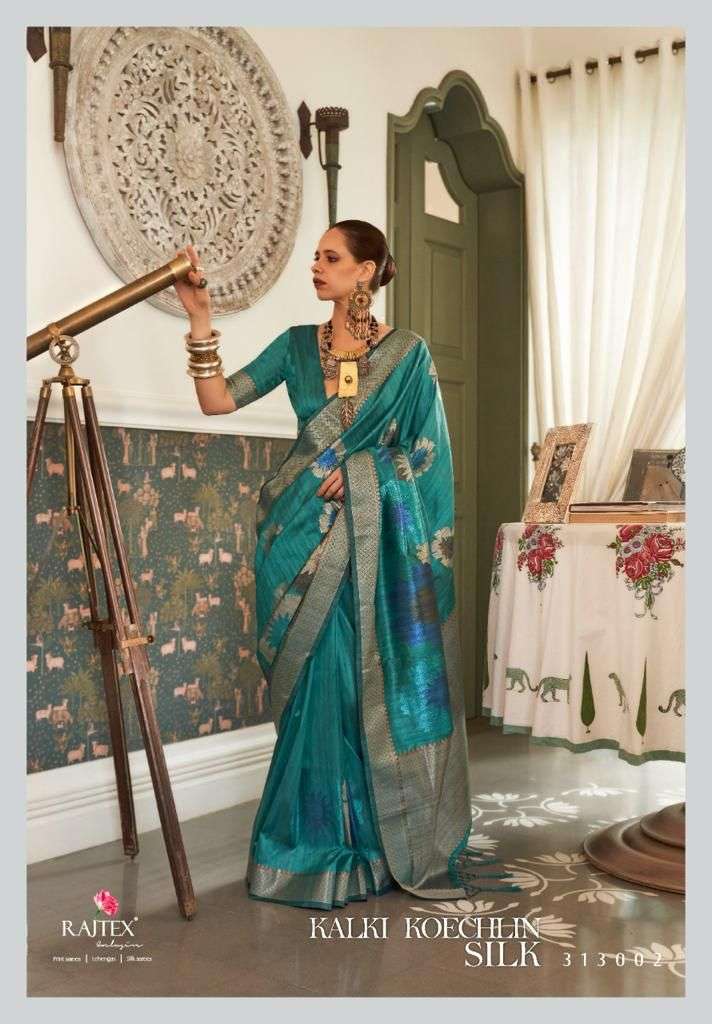 brand rajtex fabrics catalogue kalki koechlin silk series 313001 to 313006 rajtex silksaree collection wholesaler of sarees in surat