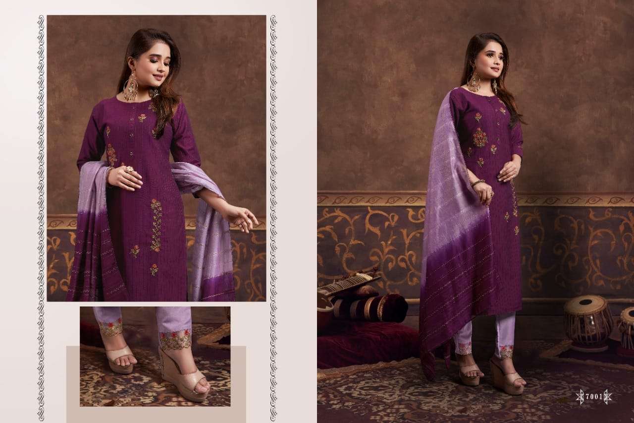 catalogue zarina volume 7 series 7001 to 7006 kurtie pant with duppta readymade dresses collection best kurties collection inaffordable price 