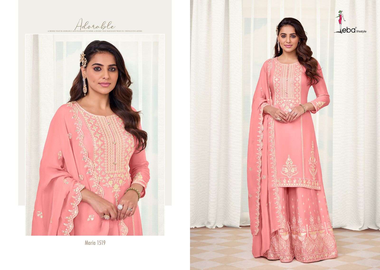 eba lifestyle catalogue maria 1519 to maria 1522 gharara simple sober partywear dress wholesaler of catalogue suits in surat