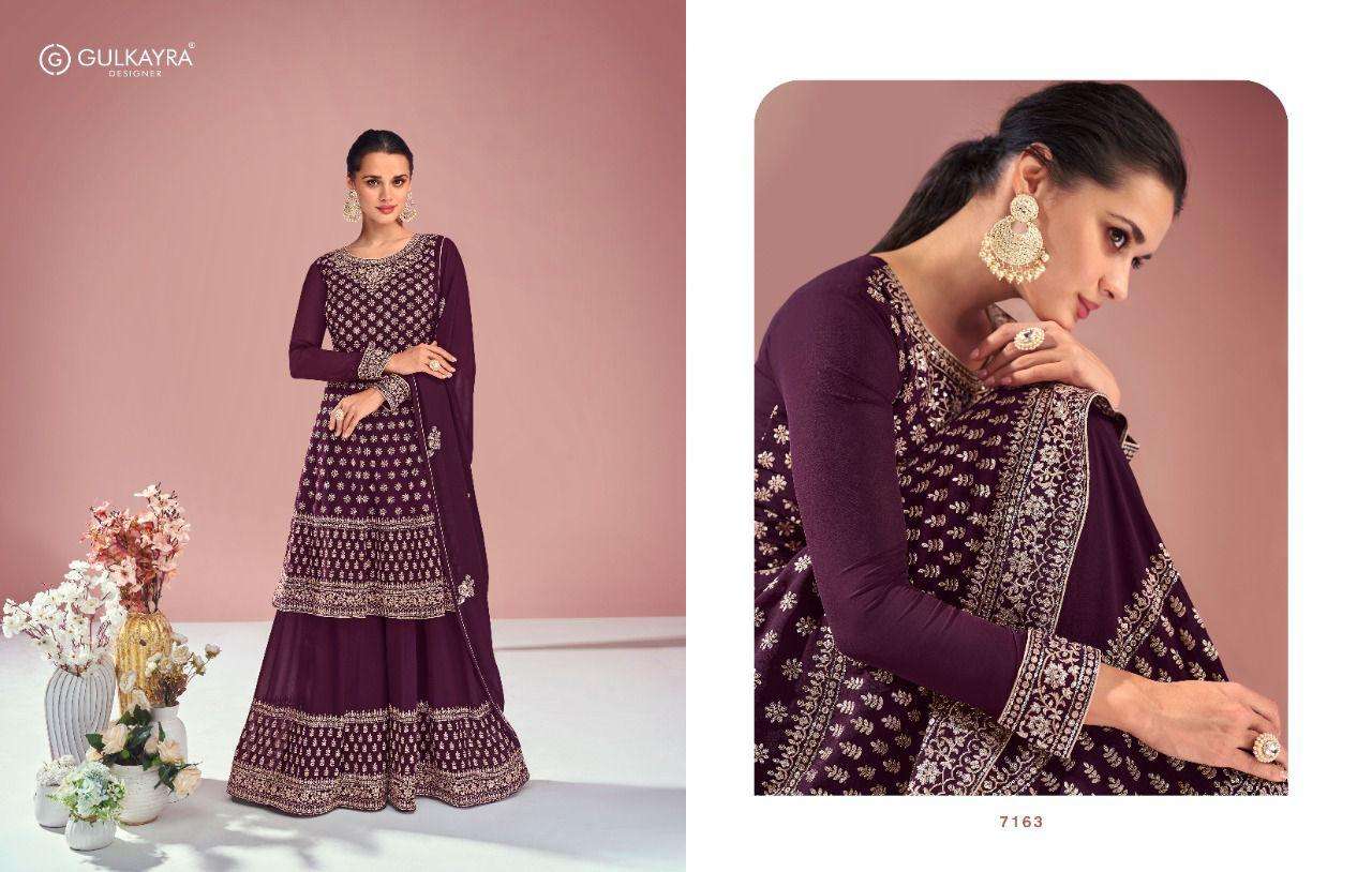 gulkayra designer catalogue sitara series 7163 to 7167 designer partywear ethnicwear festivewear traditionalwear readymade sharara suits collection