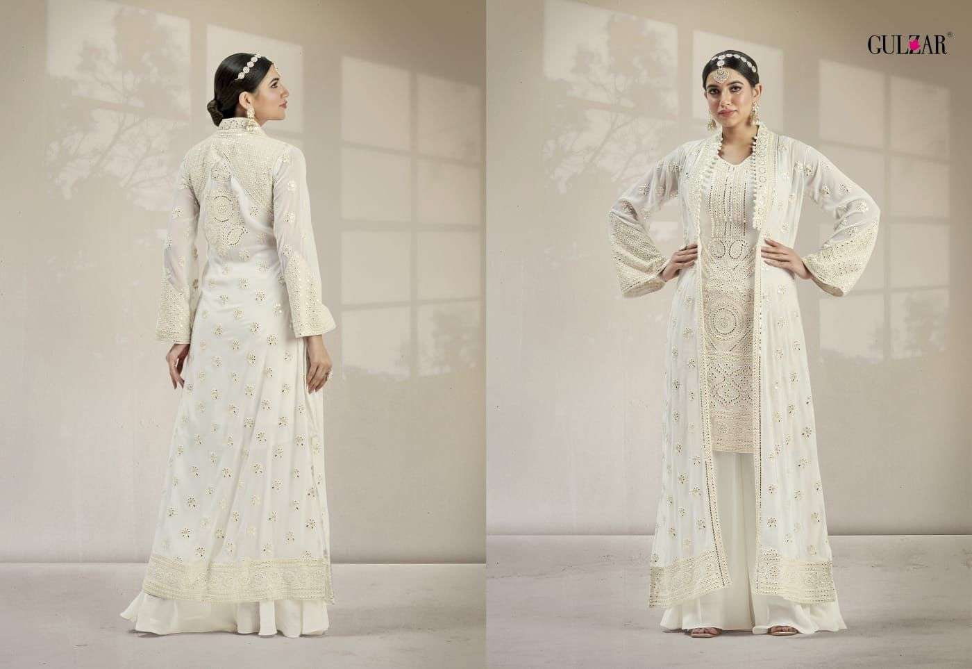 gulzar creation 2001 colours designer partywear dresses jacket style top free size readymade real georgette mirror work embroidered designer partywear style dress 
