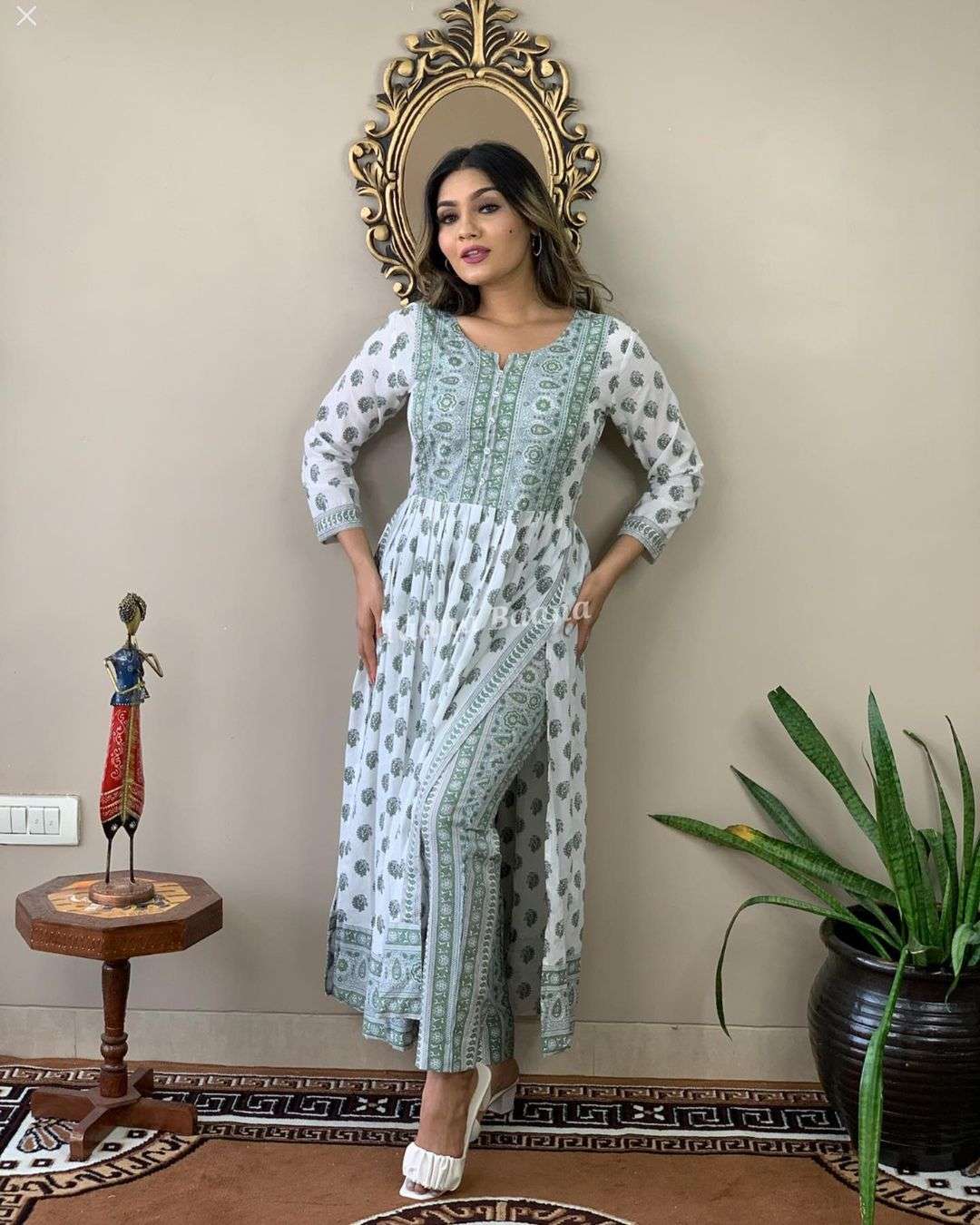 look stylish and our new pure rayon long slit kurta pant set for all day comfort and trendy look naira cut reyon print kurtie with pant 
