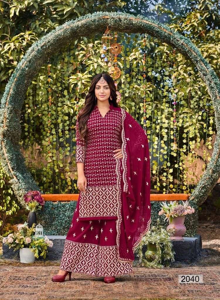 mrudangi catalogue celebration series 2040 to 2043 designer ethnic wear suits collection in affordable price sharara suit set collection