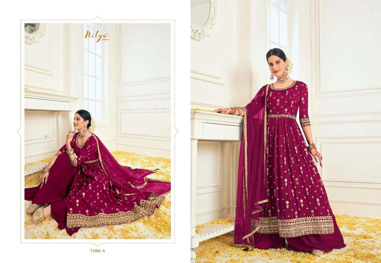 nitya suits catalogue nazeera 7100 series colour addition designer partywear catalogue brand anarkali dresses collection