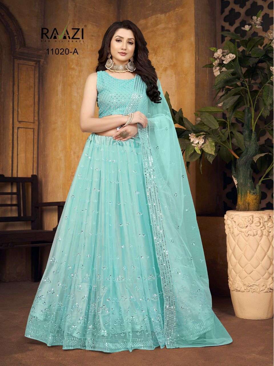 rama fashion catalogue raazi mirror magic design number 11020 butterfly net embroidered partywear designer lehenga collection in affordable price