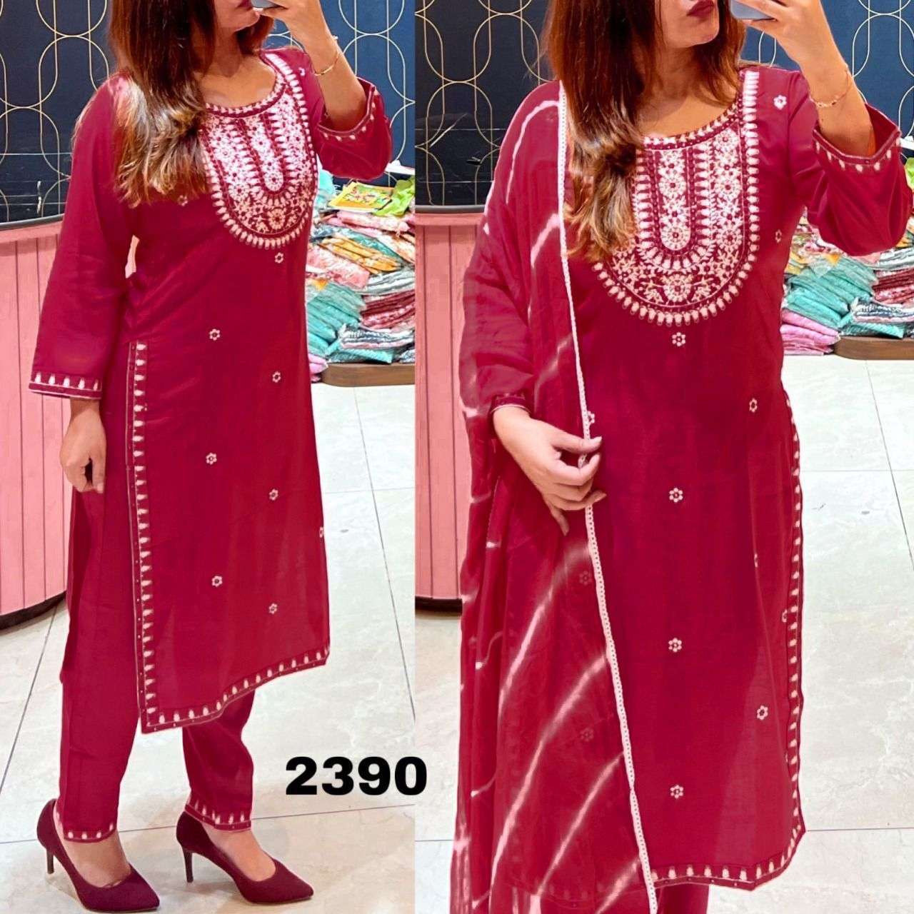 catalogue mastani reyon with embroidery work readymade kurtie with pant and duppta in affordable price 