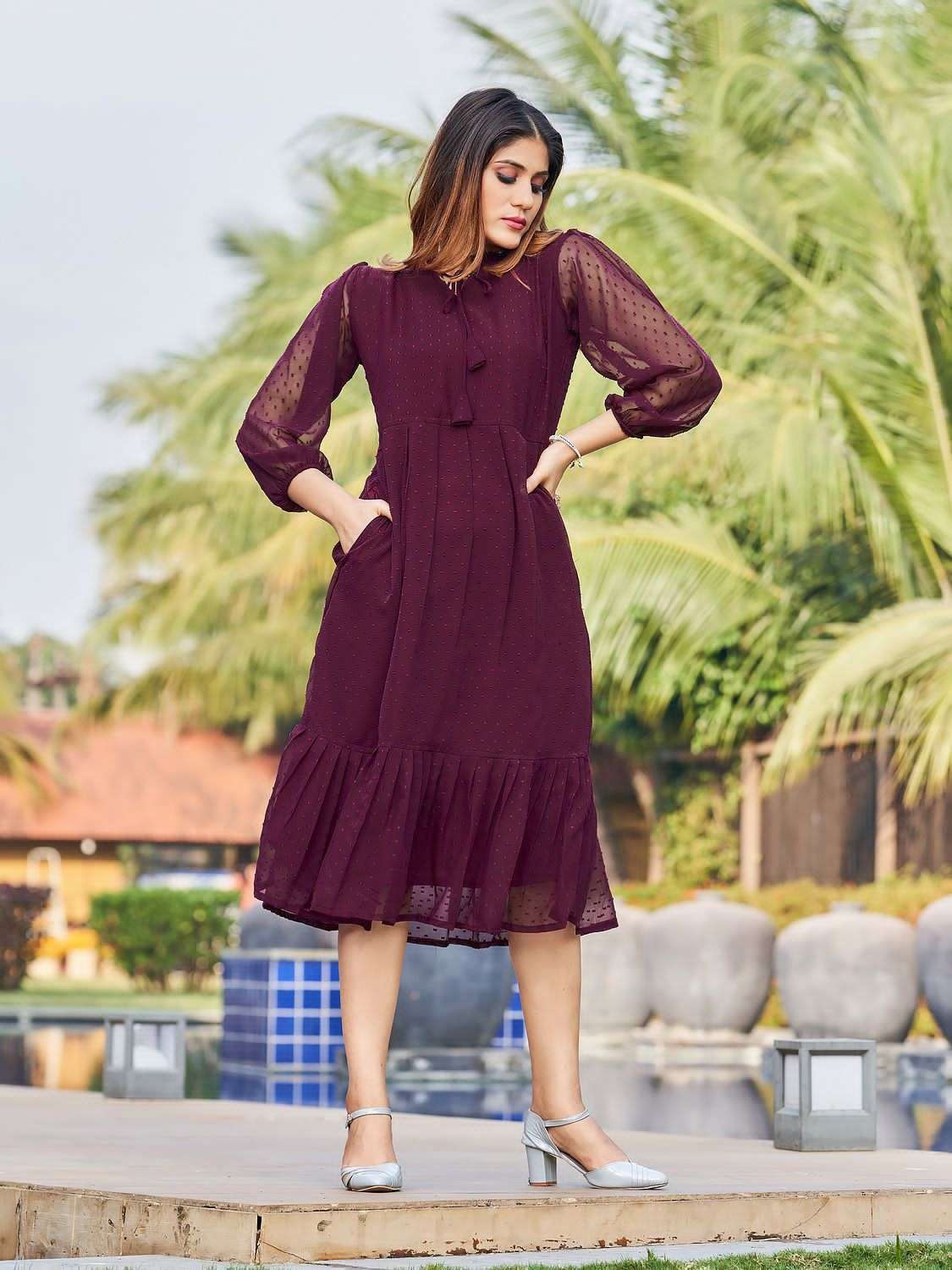 charming summer collection unique neck pattern and frill design one side pocket designer skirt style tops collection for summers in affordable price 
