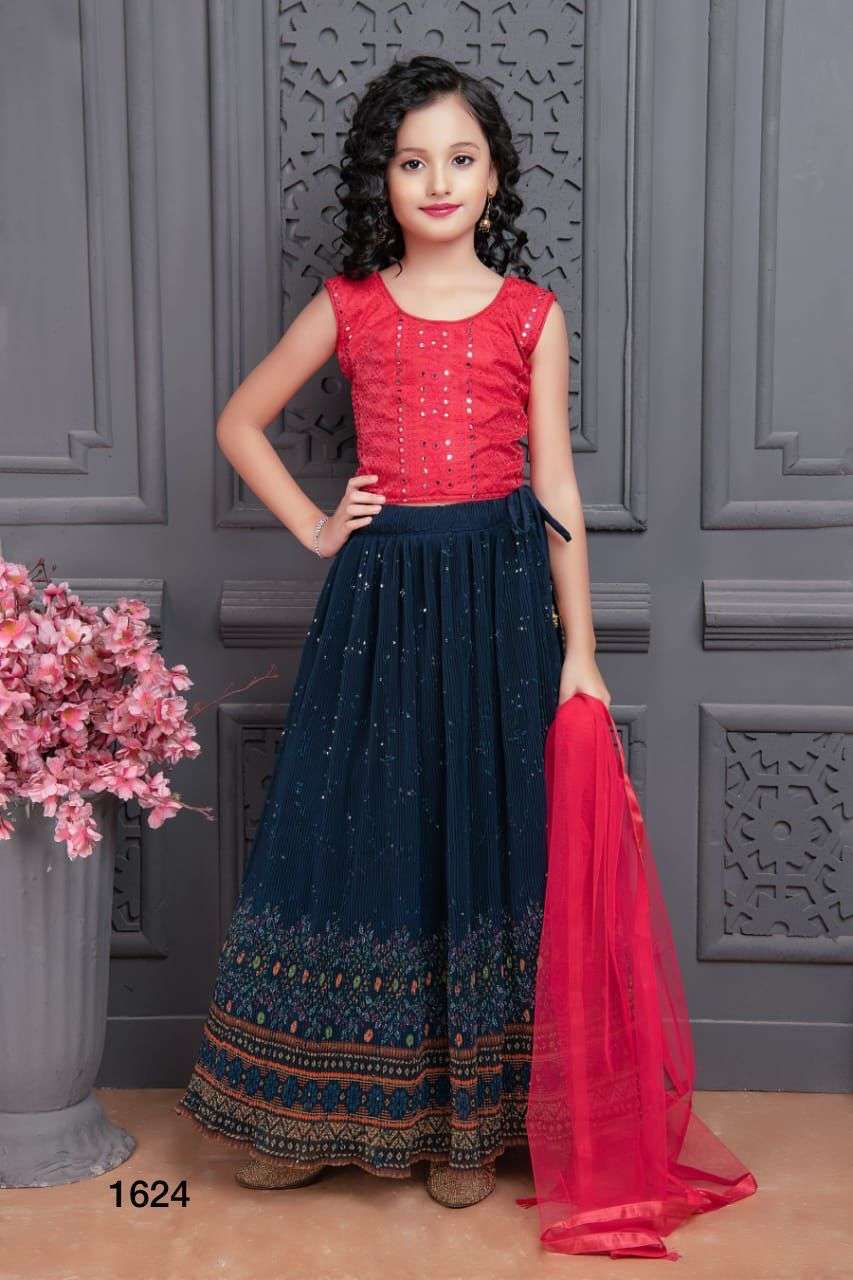 designer kids wear girl kids wear lehenga choli series 1624 to 1629 designer partywear girl age 5 to 16 years lehenga choli for festive collection