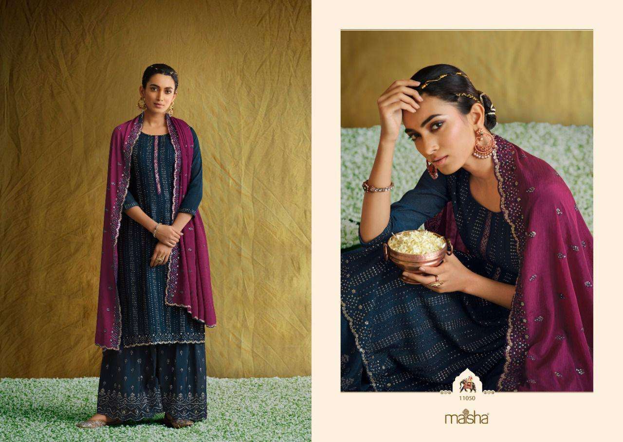 maisha catalogue ada series 11049 to 11051 beautifull designer catalogue sharara suits collection for eid