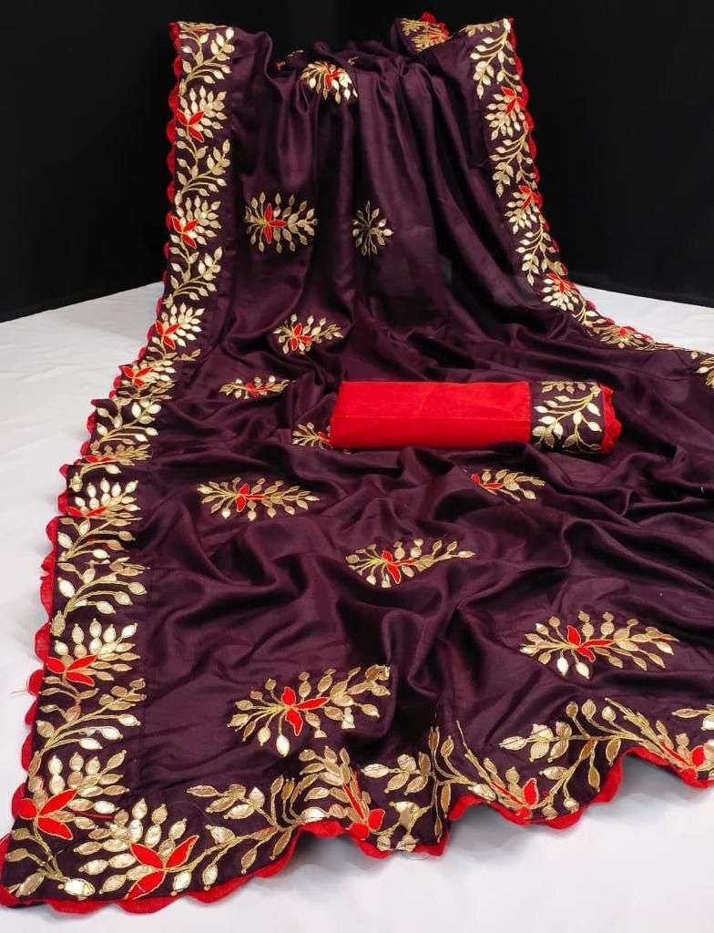 present new work design catalogue chameli heavy dola silk with full saree heavy gottapatti work & multiwork indian designer saree collection