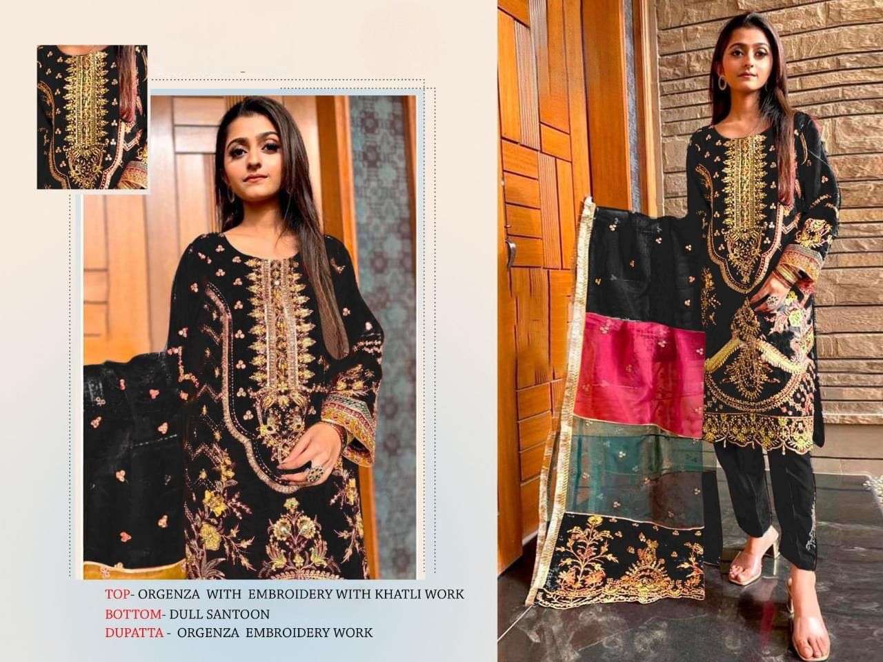 pakistani concept suits rainbow organza embroidery with khatli work organza fabric dresses with embroidery partywear pakisatni suits collection