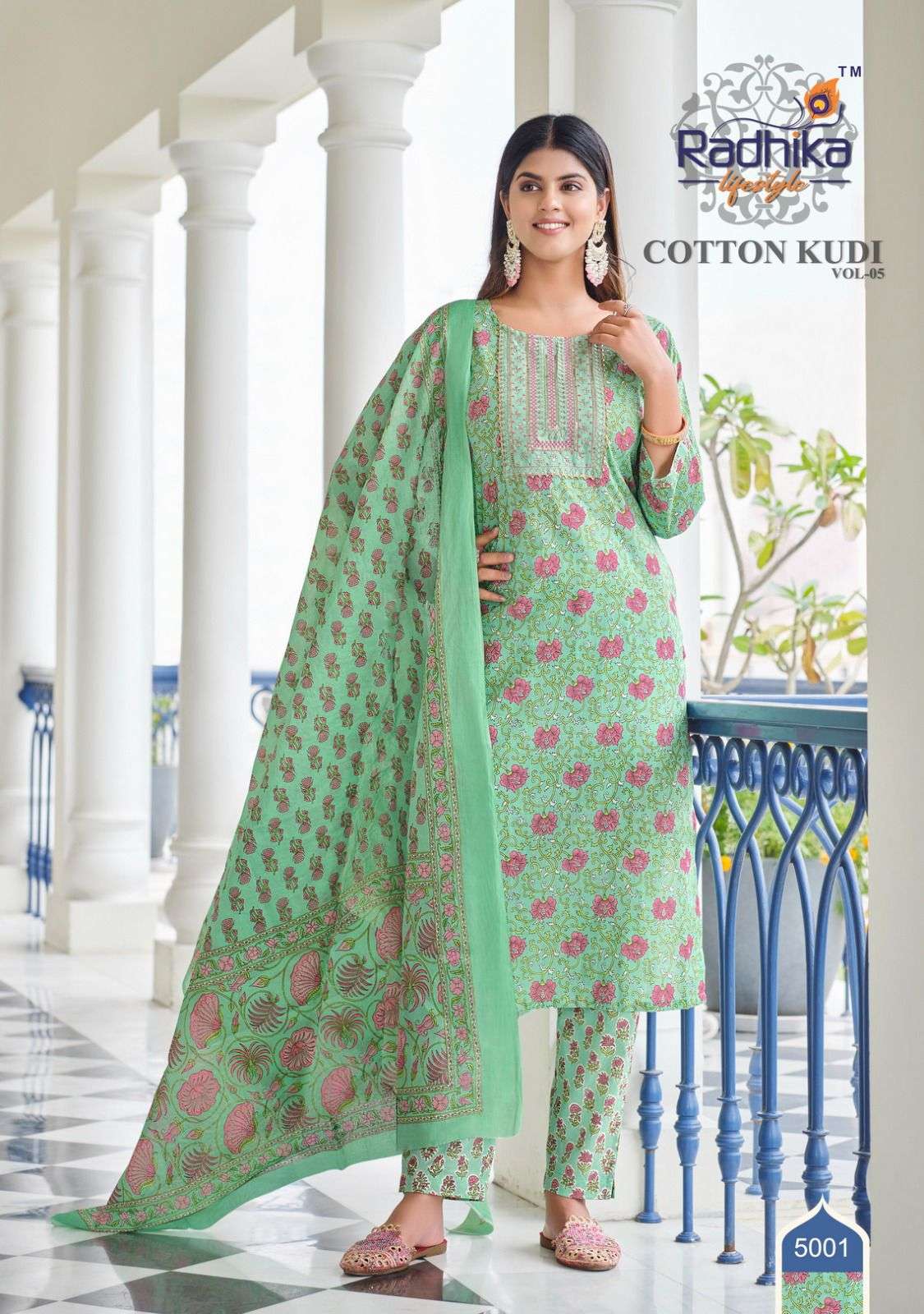 radhika lifestyle cotton kudi vol5 series 5001 to 5006 readymade suits collection kurtie with pant and duppta readymade cotton suits comfy collection in affordable price