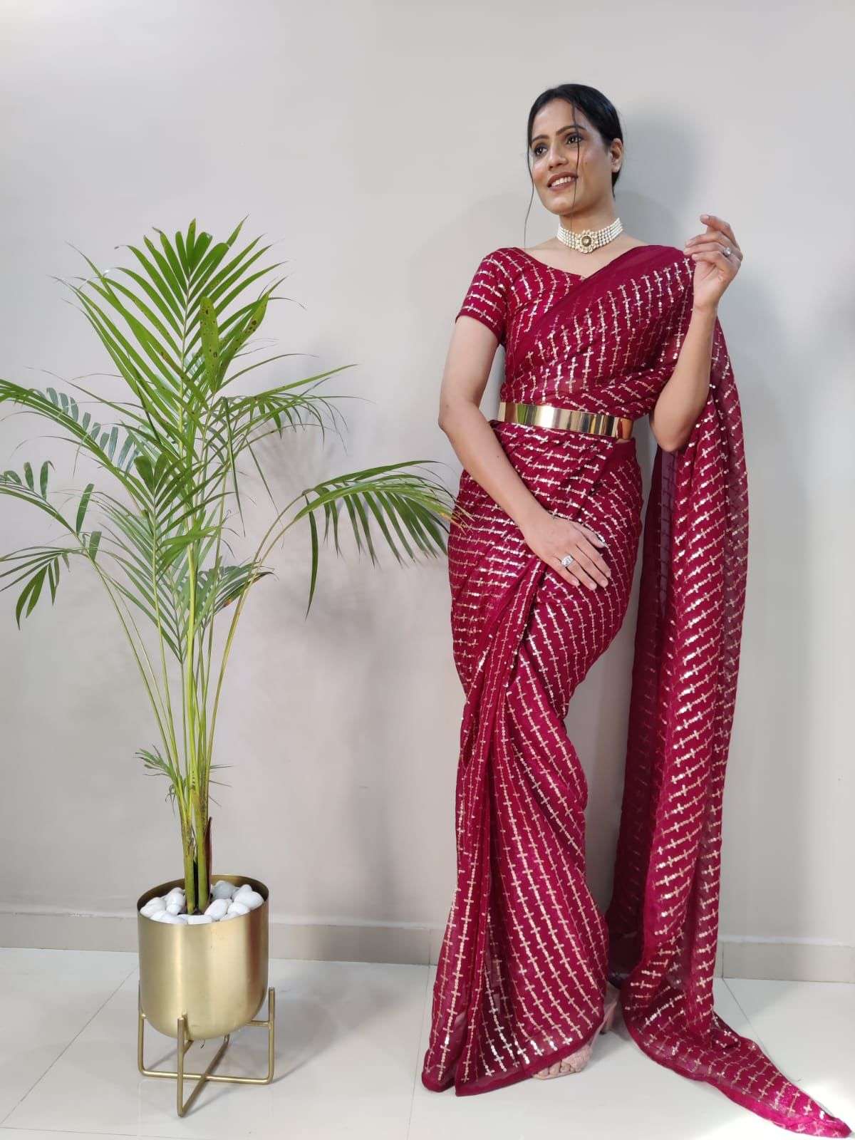 ready to wear saree beautifull with belt designer ready to wear saree in affordable price code hc 633 designer ready to wear with belt in affordable price