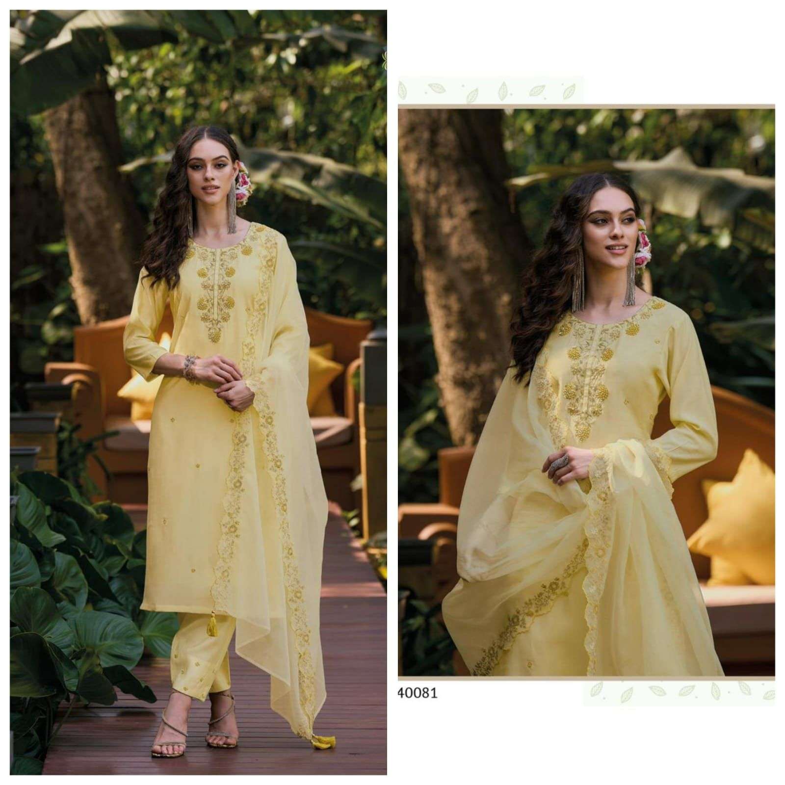 summer wear collection by kailee fashion catalogue phool vol 2 series d.no 40081 to 40086 readymade suits collection handwork boutique stylish full stiched kurtie pamnt n duppta 