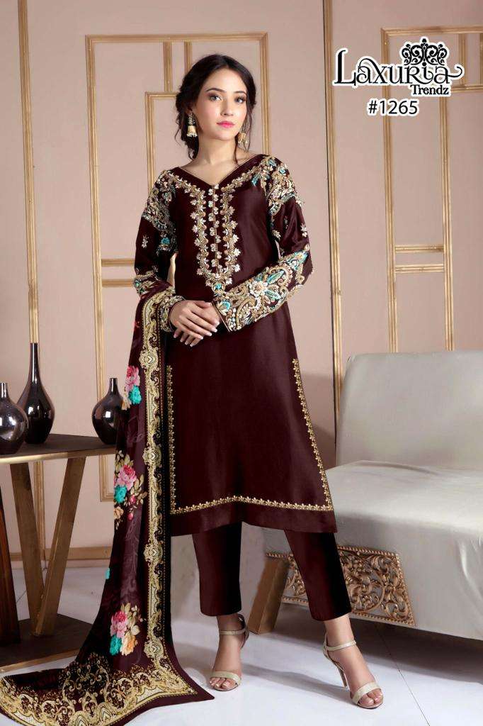 festival special collection readymade handwork kurtie with pant and duppta collection laxuria trendz design number 1265 readymade handwork pakistani concept suits collection 