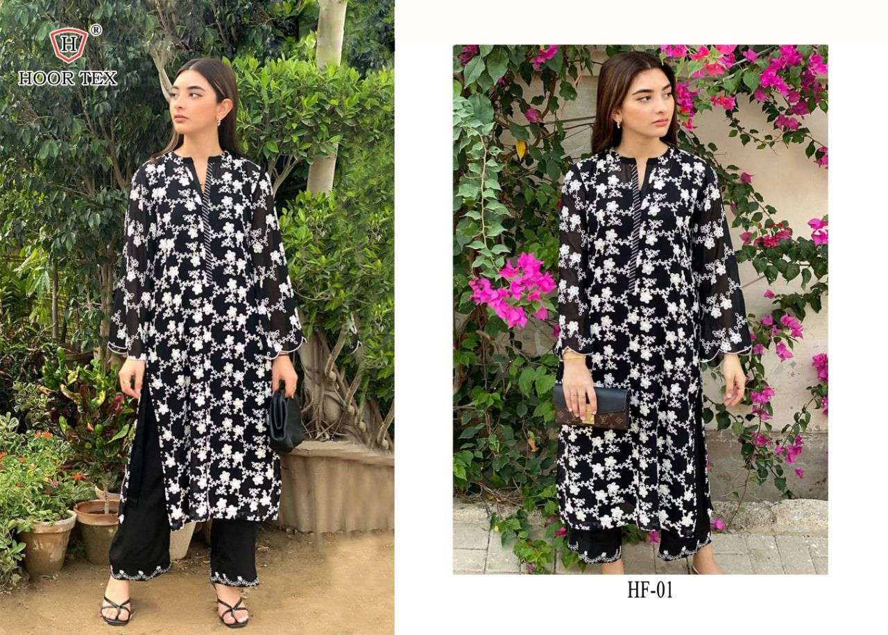 hoor tex hf 01 a n b fullstiched heavy embroidery cambric lawn cotton readymade pakistani suits collection for summers 