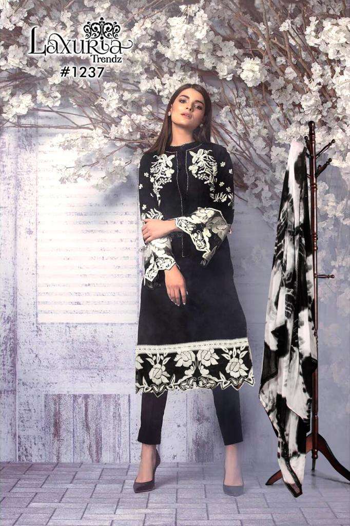laxuria trendz design number 1237 readymade kurtie with pant and duppta readymade pakistani suits collection in black colour