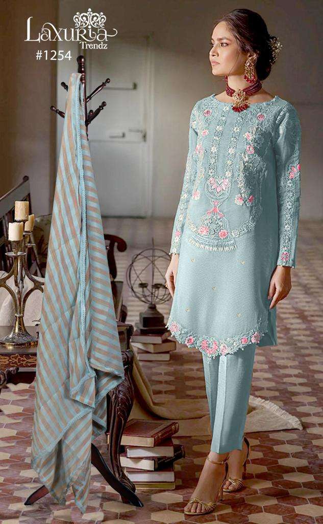 laxuria trendz design number 1254 luxury pret collection pakistani handwork embroidery readymade suits collection