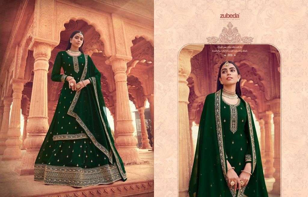 zubeda catalogue branded suits collection in sale price partywear anarkali suits with lehenga as bottom collection in affordable price