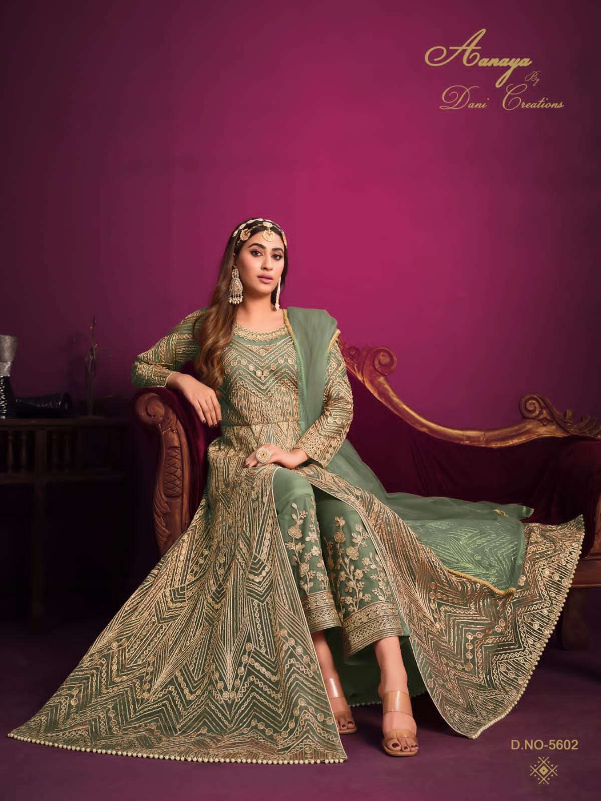 aanaya by dani creation catalogue 5600 series vol 156 series 5601 to 5604 designer full heavy embroidery partywear designer anarkali dress with pant embroidery indian attire designer suit 