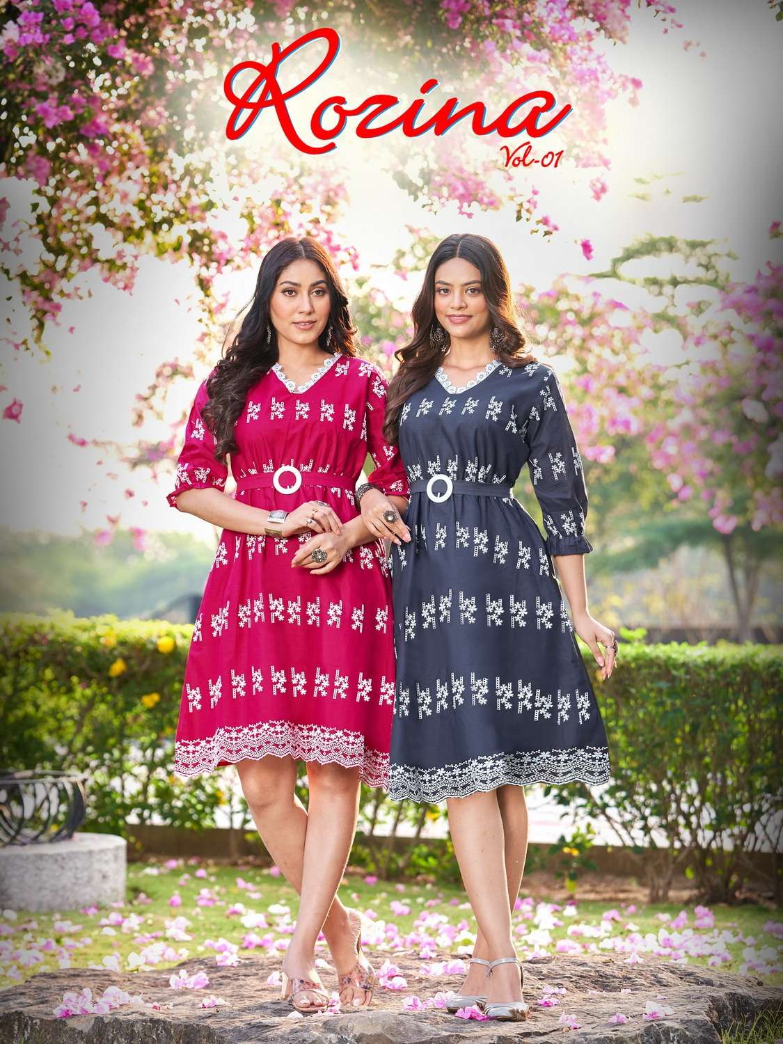 catalogue rozina vol 1 series 1001 to 1004 short tunic pant with matching belt short stylish tops frock gown style for summers 